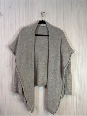 WAYNE MERINO ALPACA OPEN SWAWL HOODED CARDIGAN SMALL